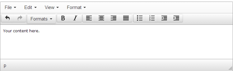 Screenshot of installed TinyMCE editor