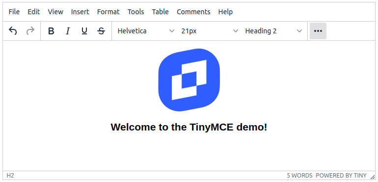 TinyMCE 6 installed screenshot
