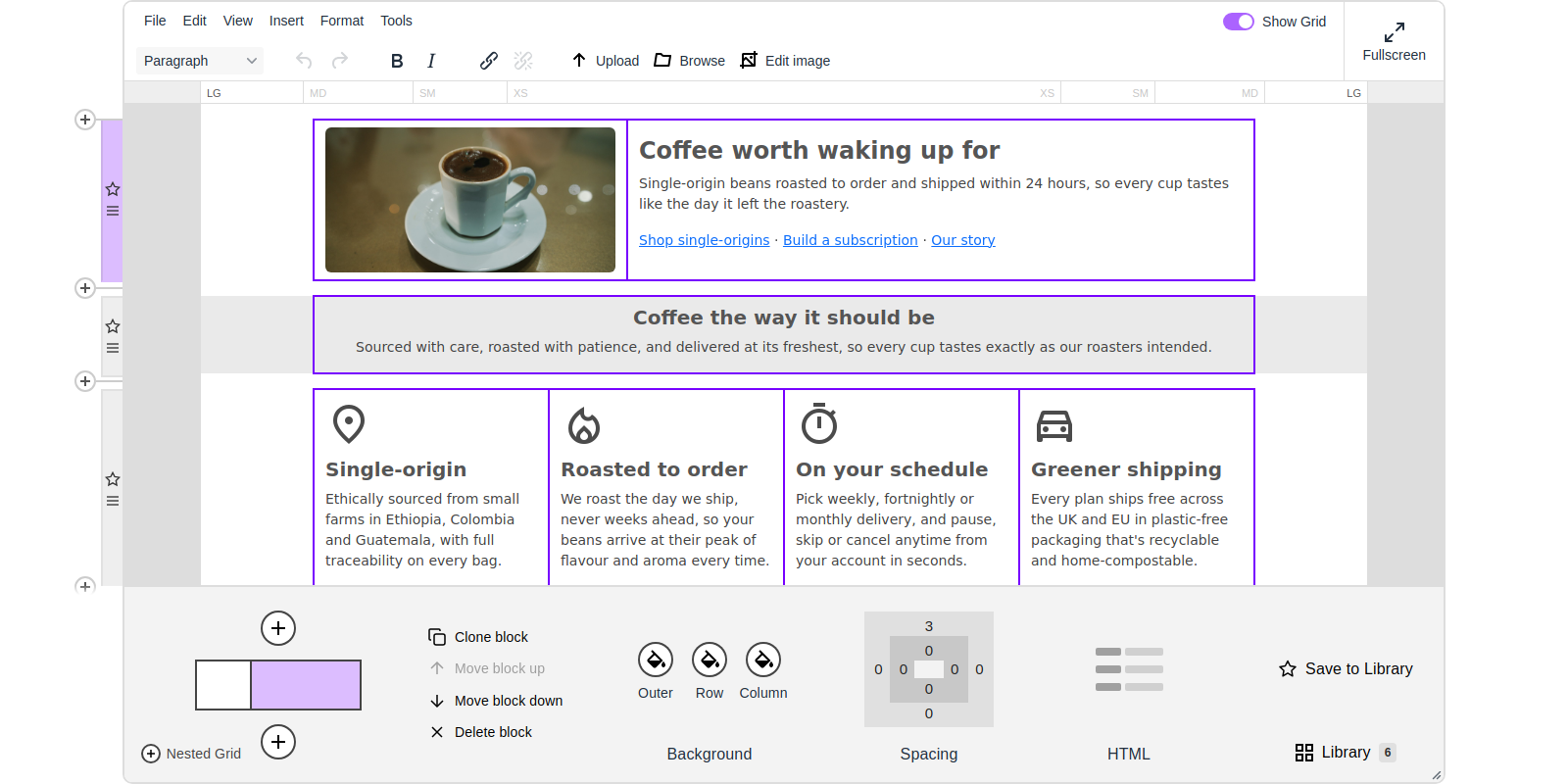 Blk42 grid editor in TinyMCE