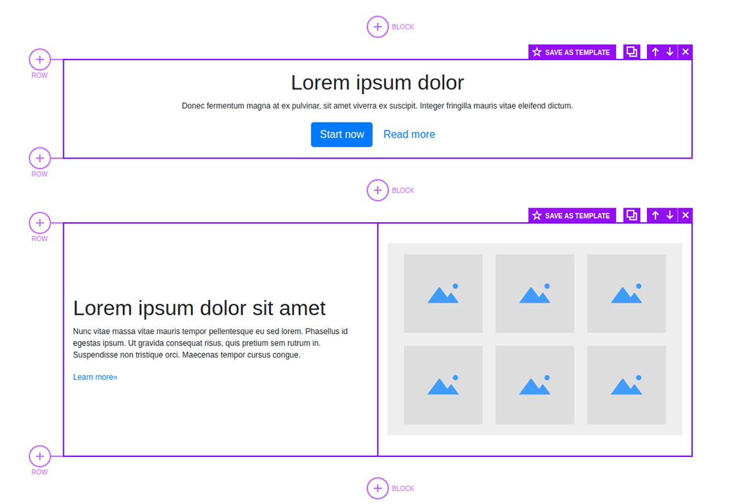 Build layout from predefined blocks