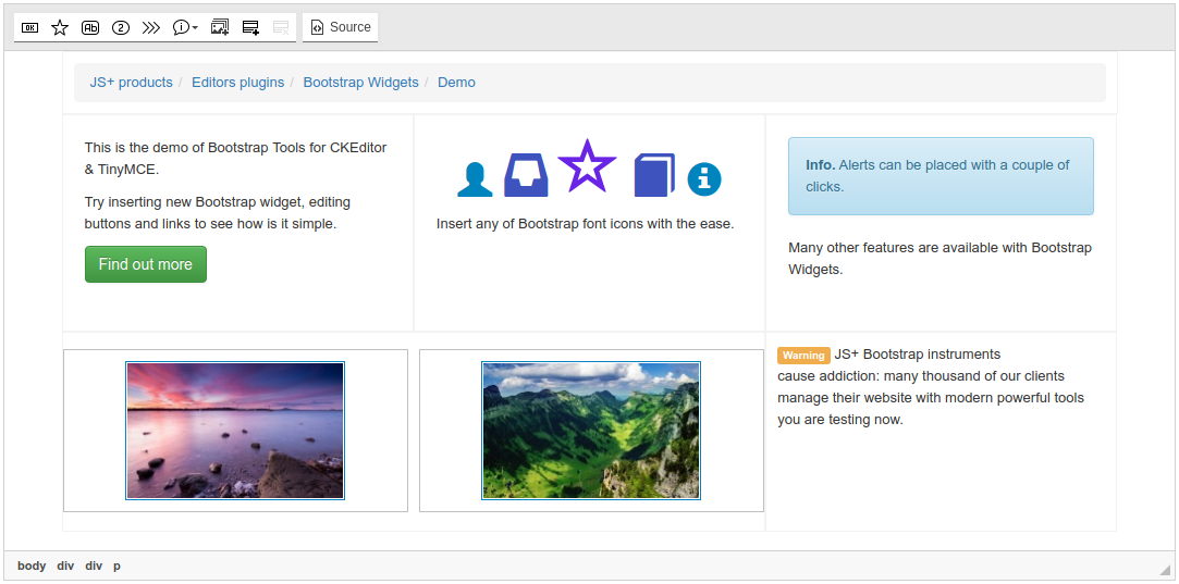 Bootstrap Widgets screenshot