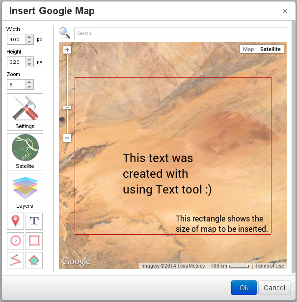 Insert text on map screenshot