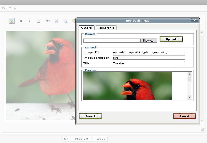 PHP Image Upload plugin screenshot